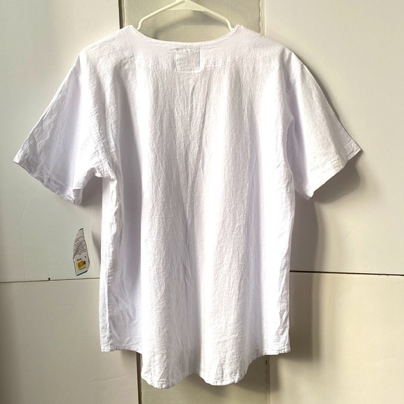 MEN’S RESORT STYLE PERUVIAN COTTON SHORT SLEEVE SHIRT LACE FRONT WHITE SZ MEDIUM - Picture 5 of 10
